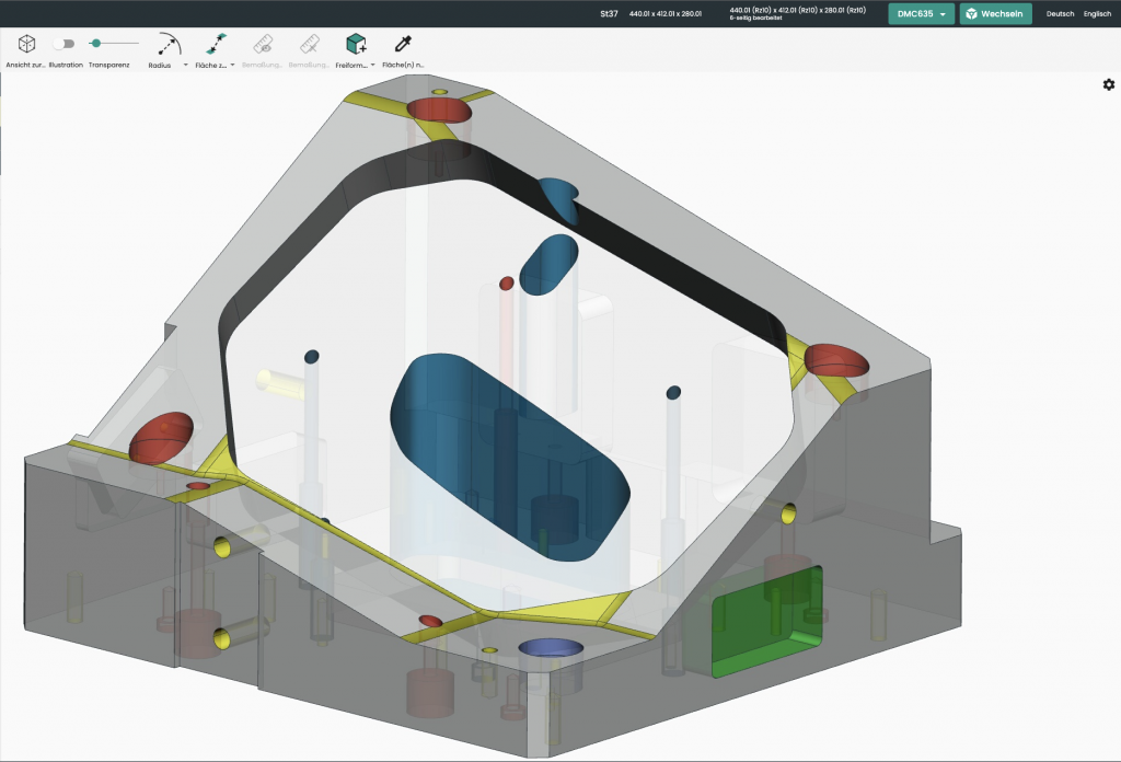 Kalkulation von CNC-Bauteilen, Screebnshot nextOffer 3D Ansicht